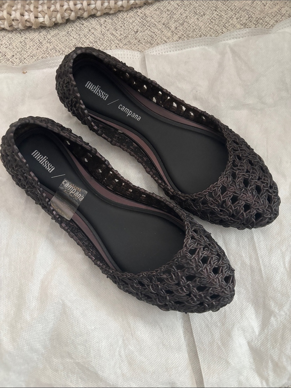 Melissa Campana Woven Dark Brown Ballet Flats